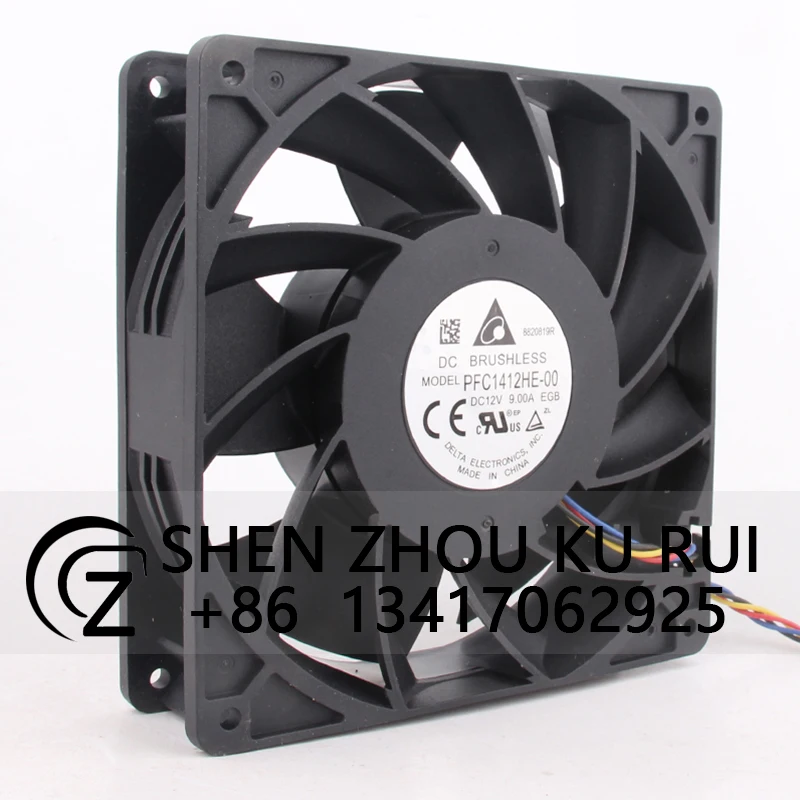 Case Fan Dual Ball Bearing for DELTA PFC1412HE-00 140x140x38MM 12V 9A 14038 14CM 4-wire PWM High Airflow Violent Cooling Fan