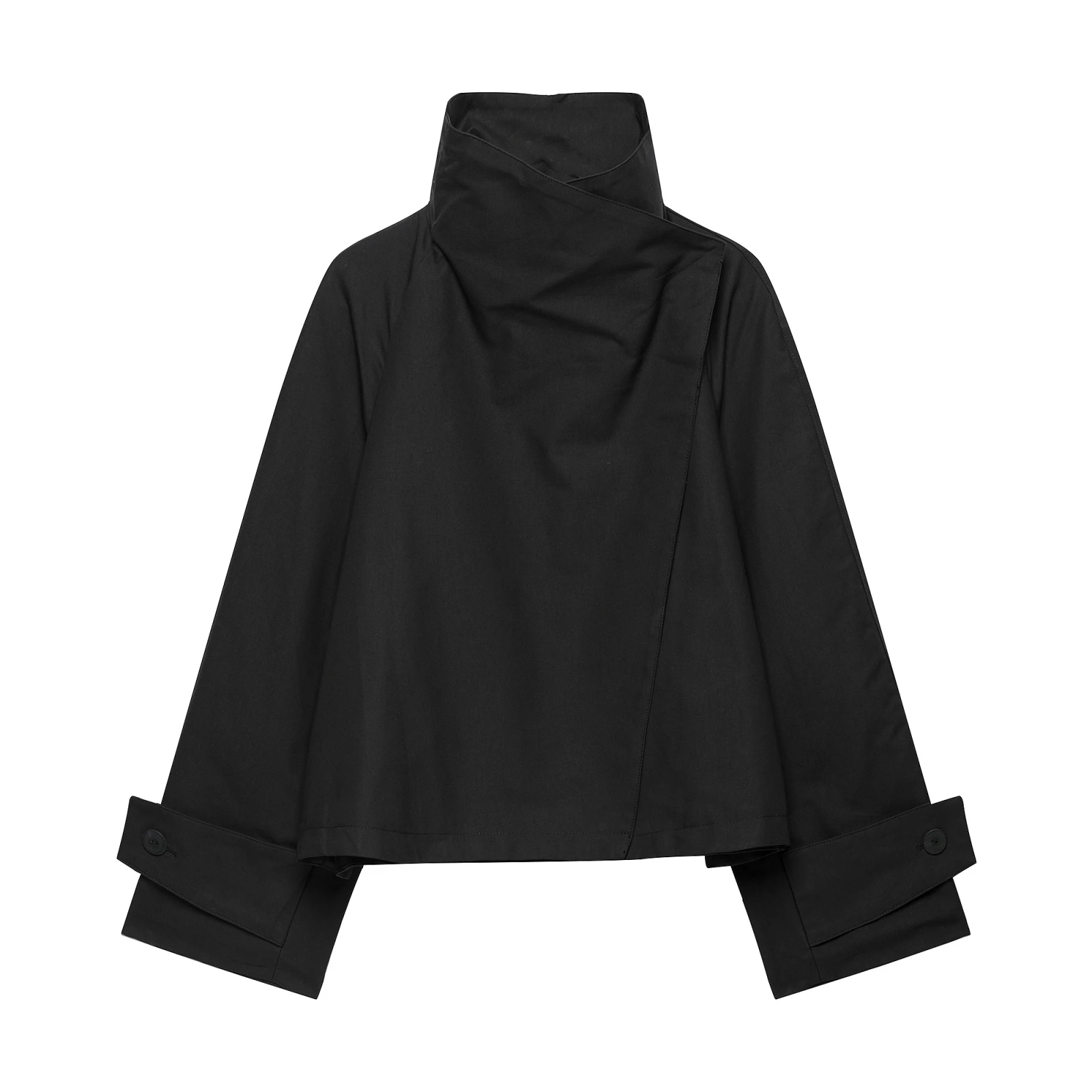 2026 Autumn New Product · Women's Casual Long Sleeve Stand Collar Strap Decoration Short Windbreaker Loose Coat