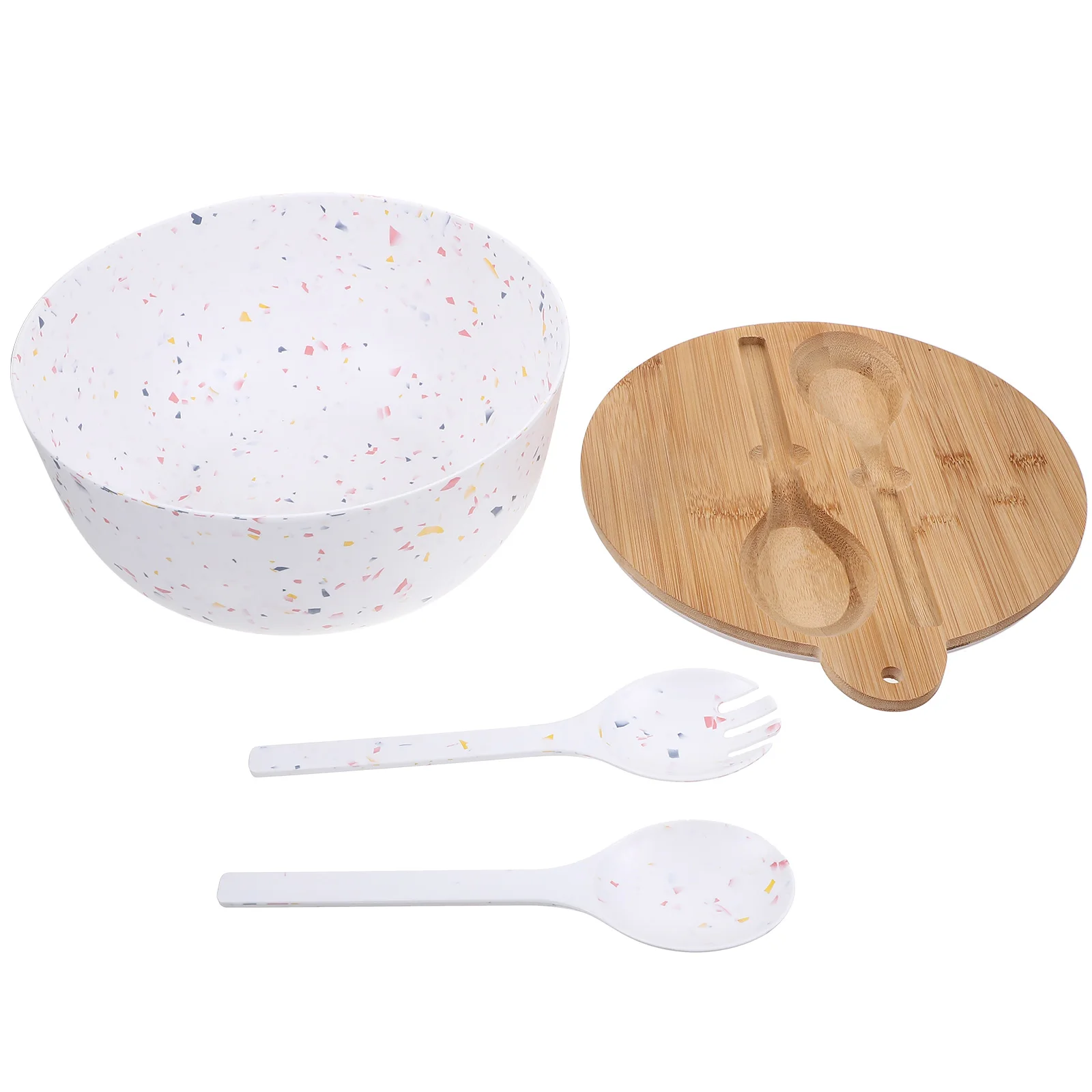 

1 Of Salad Fork Spoon Set Eco-Friendly Bamboo Fiber Food Grade Mixing Household Cutlery Set Practical Soup Spoon Dinning Fork
