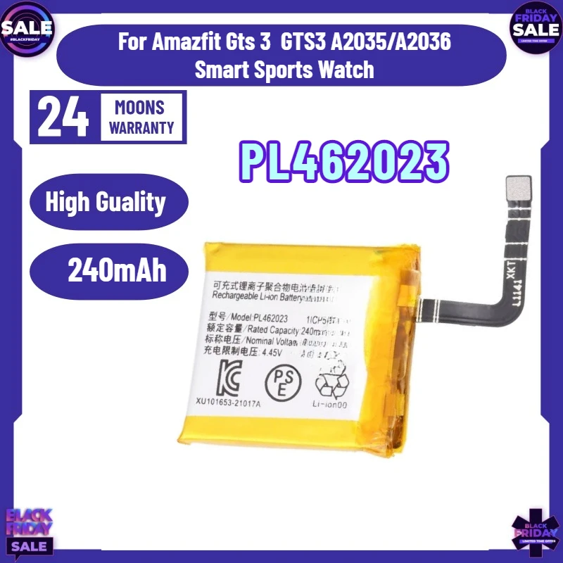 

New 240mAh PL462023 Polymer Li-Ion Battery for Amazfit Gts 3 GTS3 A2035/A2036 Smart Sports Watch