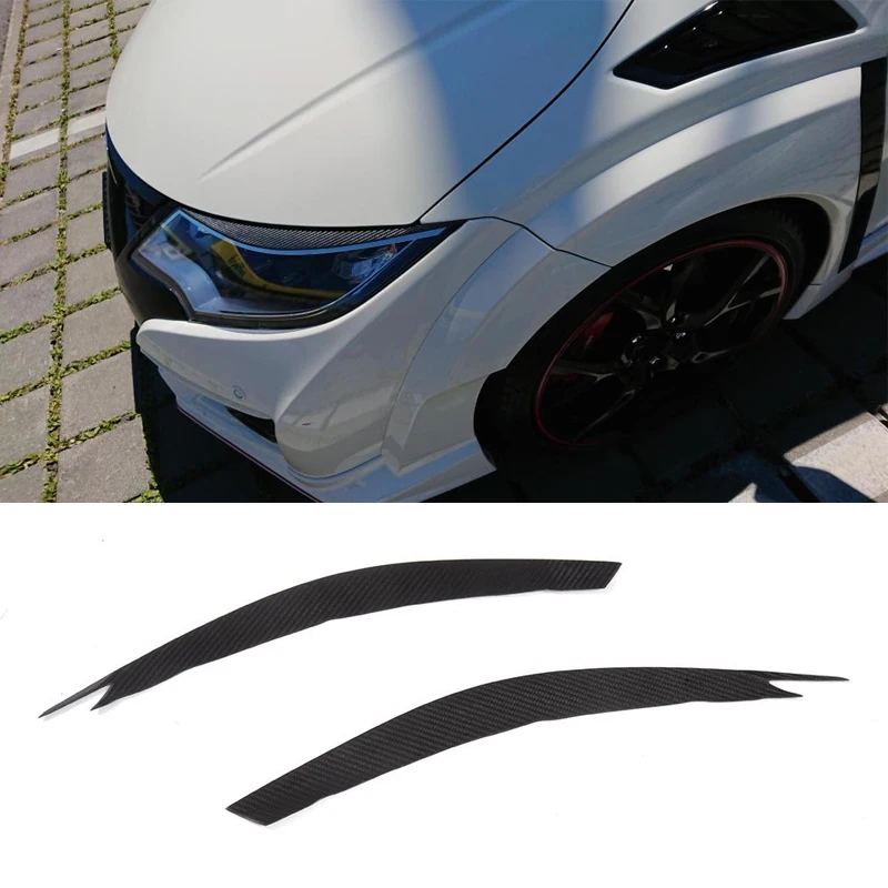 Dry Carbon Fiber Headlamps Eyebrows Sticker Decoration Trim for Honda Civic Headlights Eyebrows Eylash 2015 2016