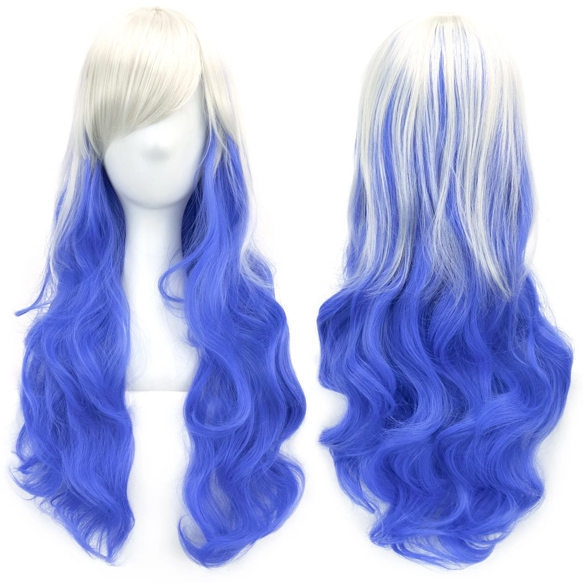 Wig rambut wanita, rambut palsu lurus panjang 70cm 13 warna, Wig Cosplay pesta pelangi merah biru kuning