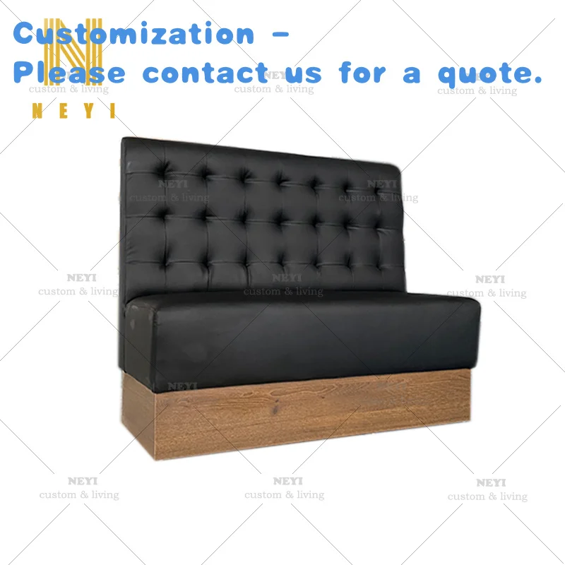 

custom.Black Leather Steak House Custom Simple Vintage bar Booth with Solid Wood Living Room Furniture with Metal Frame In