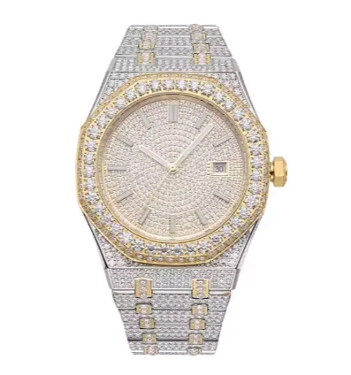 

Rose Gold Plated Stainless Steel Watches Bust Down Moissanite Watch