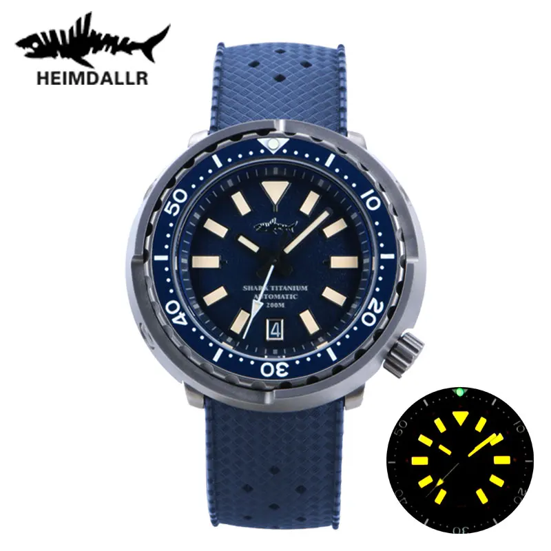 Heimdallr Men's Titanium Tuna Can SBBN Diver Watch Grey Texture Dial Sapphire NH35 Automatic Movement 200m Waterproof Retro Lume