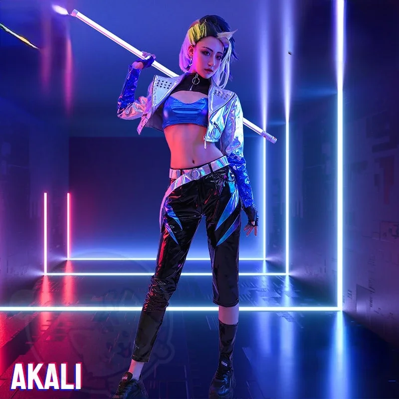 

Game LOL KDA Akali Cosplay Costume Game Cos LOLs K/DA Cosplay ALL OUT Akali Costume and Cosplay Wig