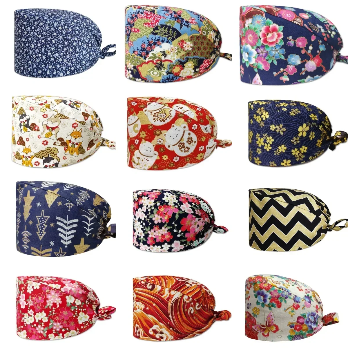 

Printed Surgical Hat Women's Headscarf Operating Room Hat Men's Spring-summer Chemotherapy Hat Thin Oral Doctor Nurse Men Hat