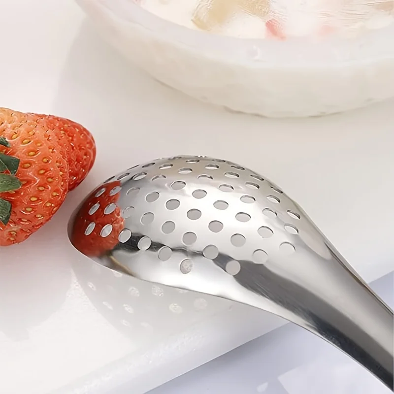 Stainless Steel Perforated Spoon  Perfect for Coffee, Tea, and Fish Roe - Durable Kitchen Utensil