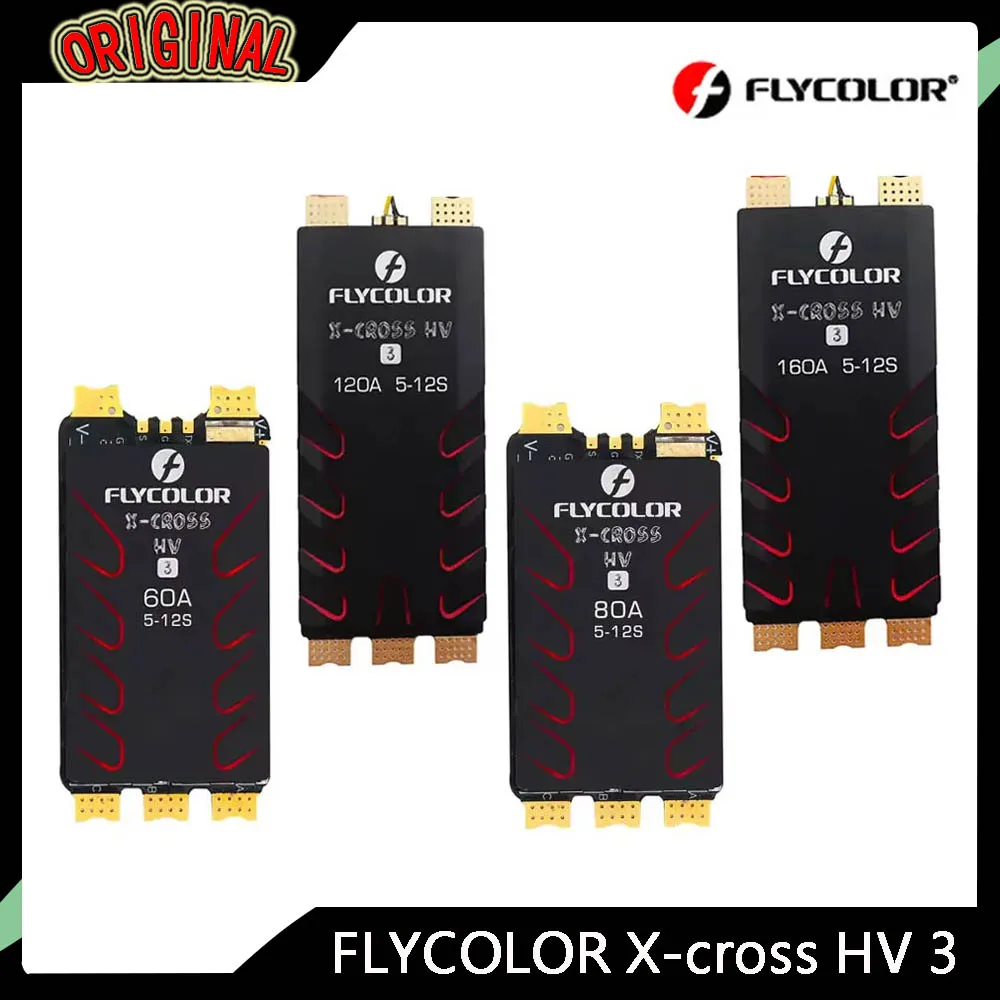 

FLYCOLOR X-CROSS HV3 ESC 60A/80A/120A/160A 5-12S HV BLHeli-32 Dshot/Proshot 64MHz 32-Bit for RC FPV Racing Drone Multirotor