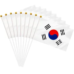Korean  flag 14x21cm Kor Kr South Korea Flag  30cmPlastic flagpole hand waving nationalKorean  flag   flag activity parade sport