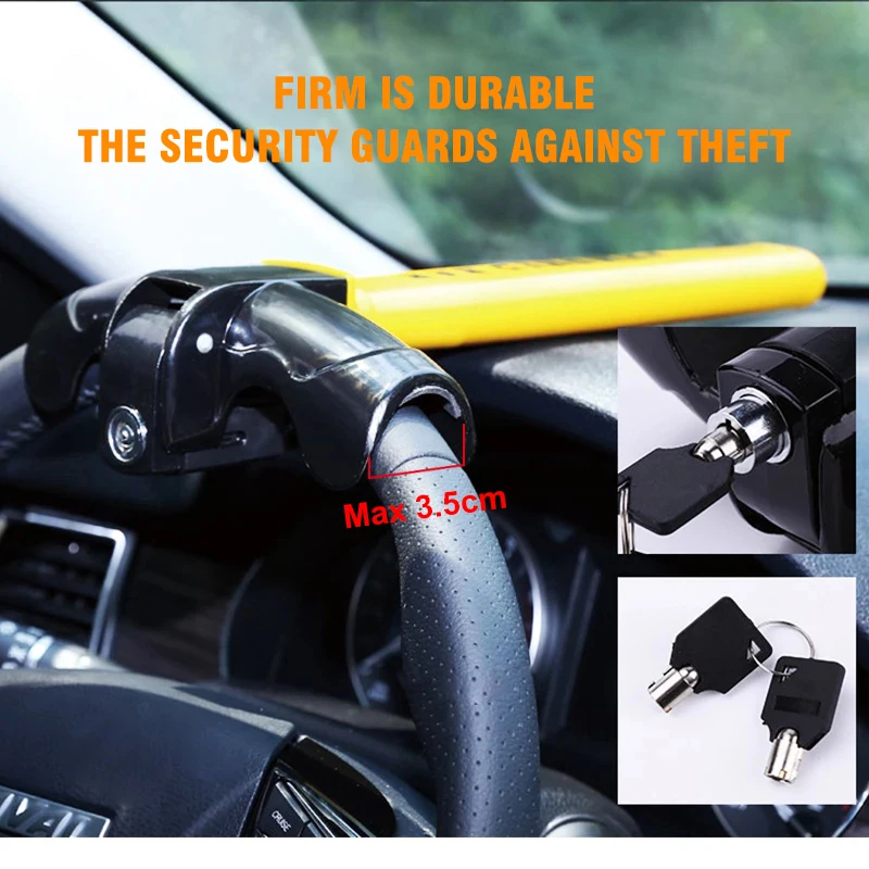 Car Steering Wheel Lock Universal Anti-theft Security Rotary Steering Wheel Lock Heavy Duty Stainless Lock Enhance Car Security