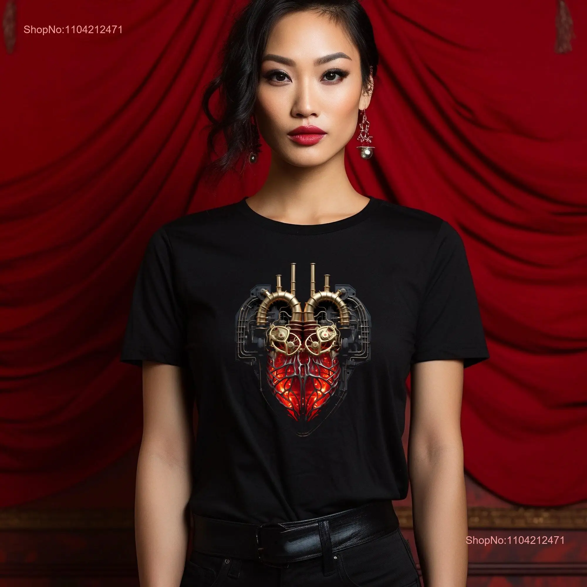 Steampunk Mechanical HearT T Shirt Victorian era clockwork brass steam powered invention machinery automaton robot android