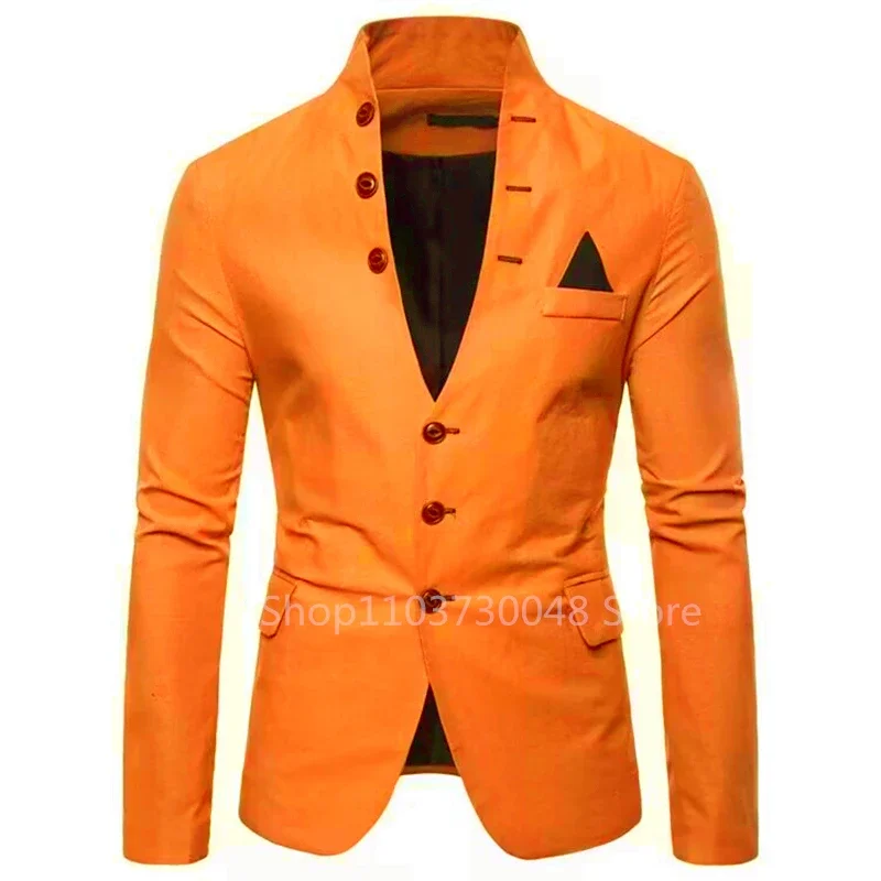 Orange Jacket for Men Single Breasted Slim Fit Suit Blazer for Prom Party 1 Piece Wedding Business Coat