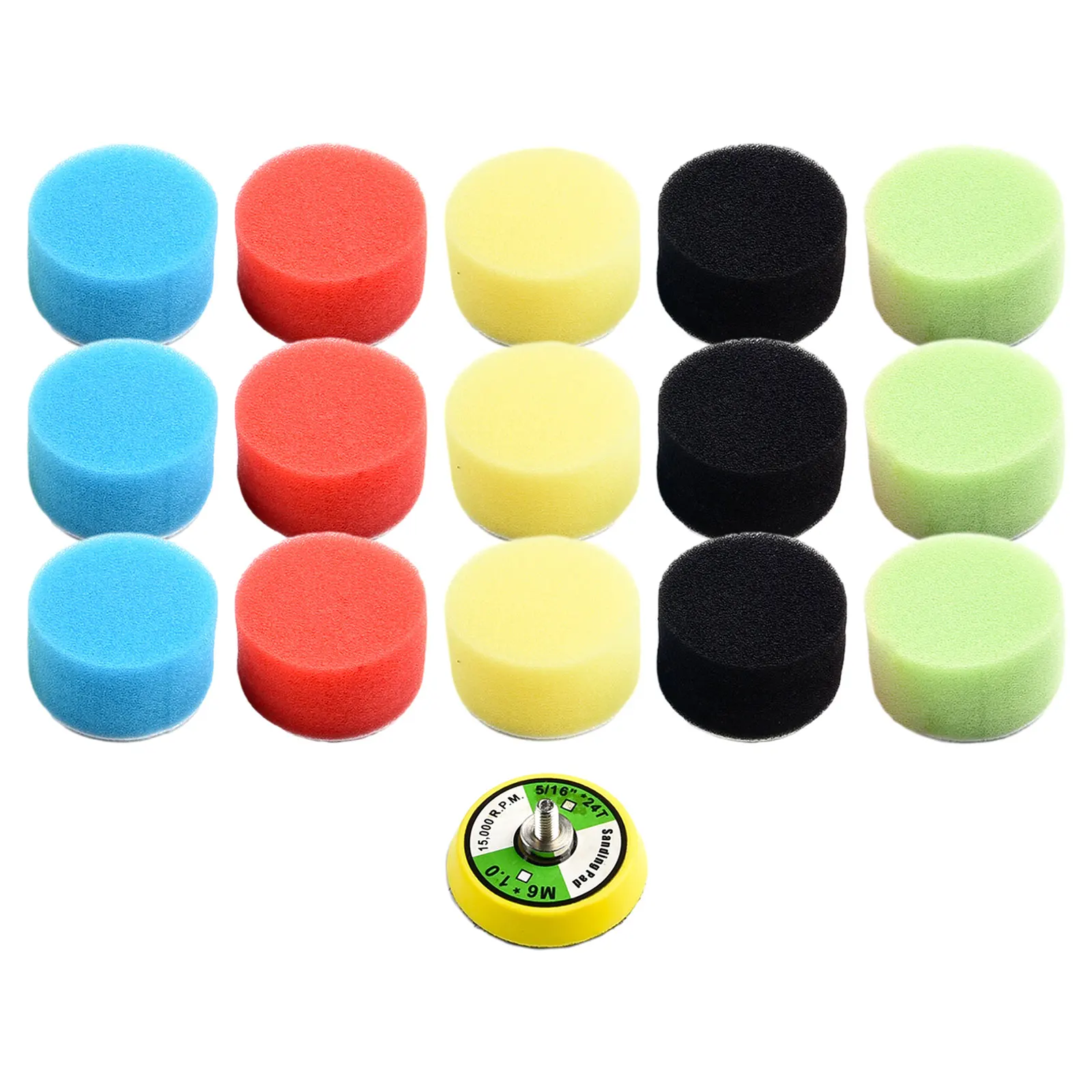 Professional 16PCS Buffing Pad Set สําหรับรายละเอียดรถยนต์ออกแบบมาสําหรับแว็กซ์และขัดเงาพร้อม Easy Change Backing