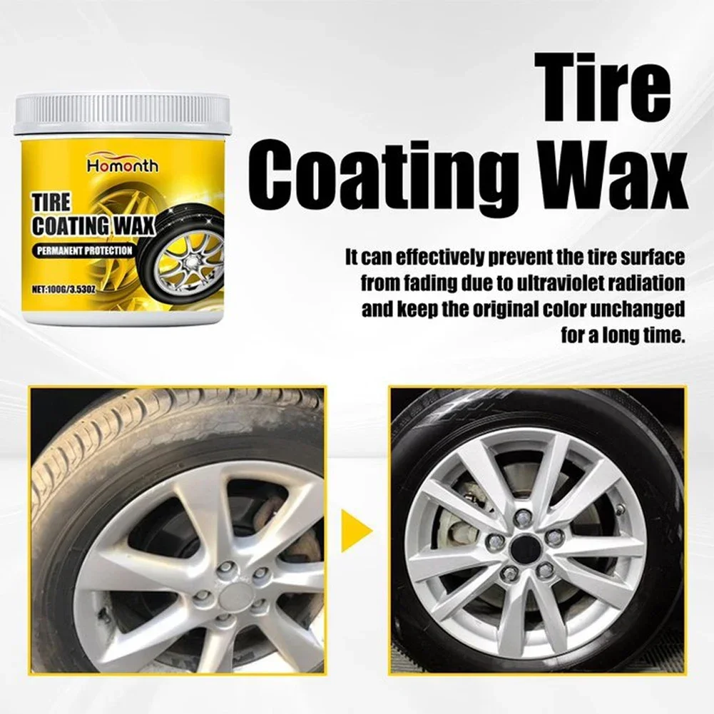 

100g Tire Coating Wax Car Tire Retreading and Film Plating Cream Tire Shine Coating Wax Wheel Cleaner Agent Anti-Aging
