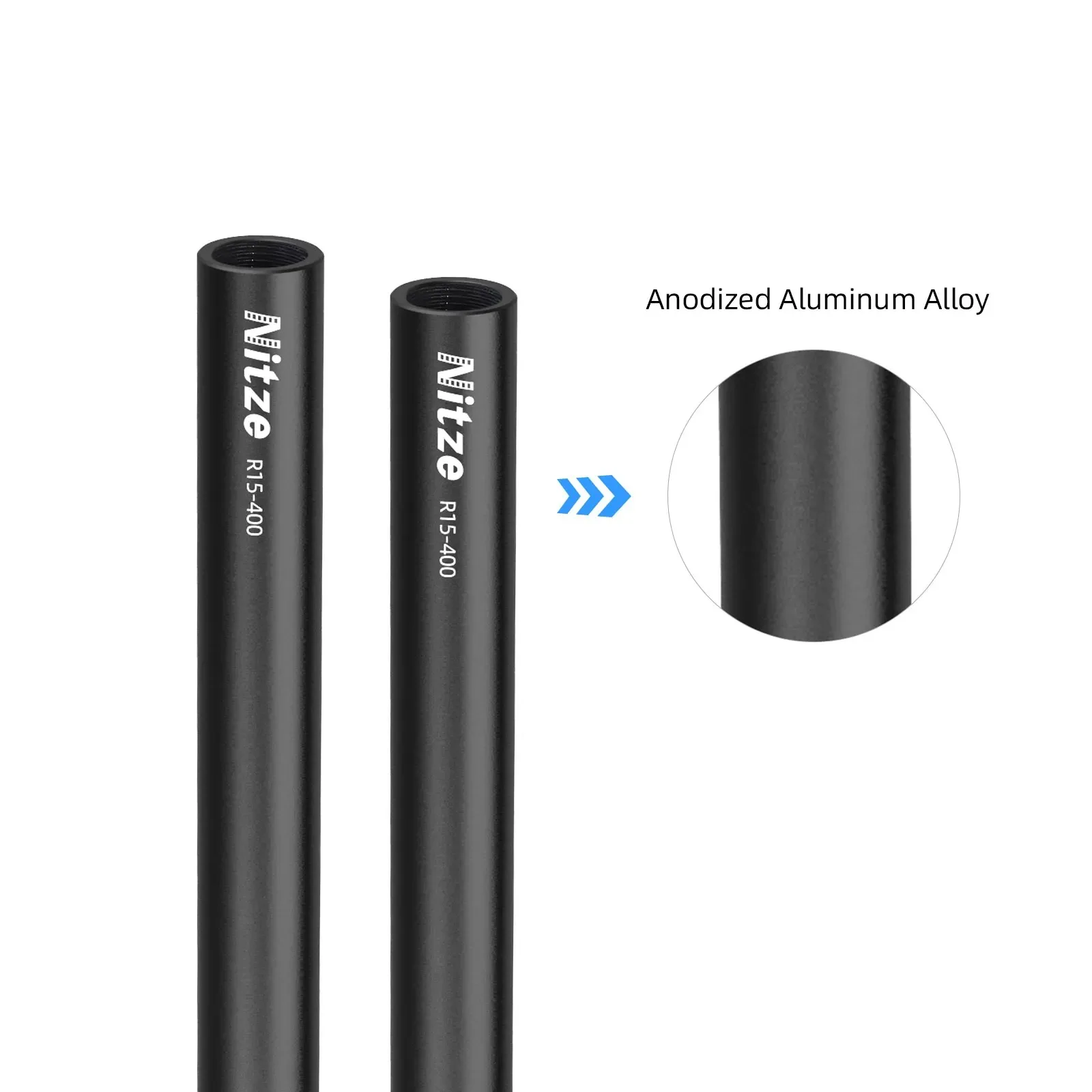 Nitze 16 Inches 15mm Aluminum Alloy Rod with M11 Female Thread 2 Pcs