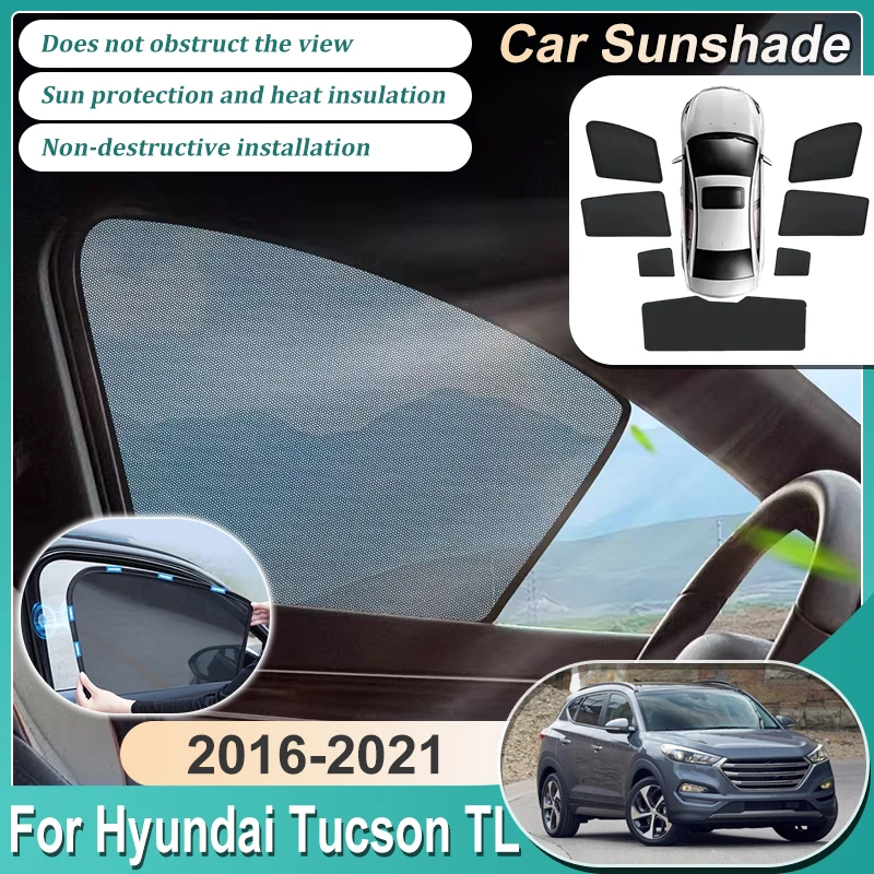 Auto Sunshades Cover For Hyundai Tucson TL 2019 Accessories 2017 2018 2020 2016~2021 Car Mesh Sun Visors Heat Insulation Bodykit