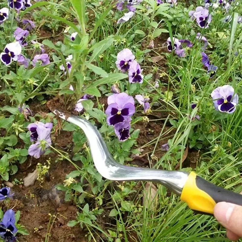 Hand Weeder Tool Transplant Gardening Bonsai Tools for Garden Lawn Farmland Stainless Steel Transplant Gardening Curved Head