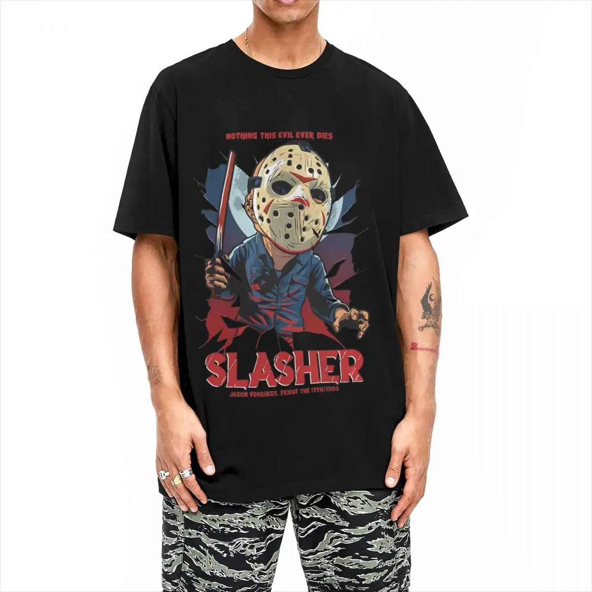 Friday 13th Jason Voorhees Slasher Horror T Shirt Men Women Cotton Humorous T-Shirt Round Collar Tees Short Sleeve Clothes Party