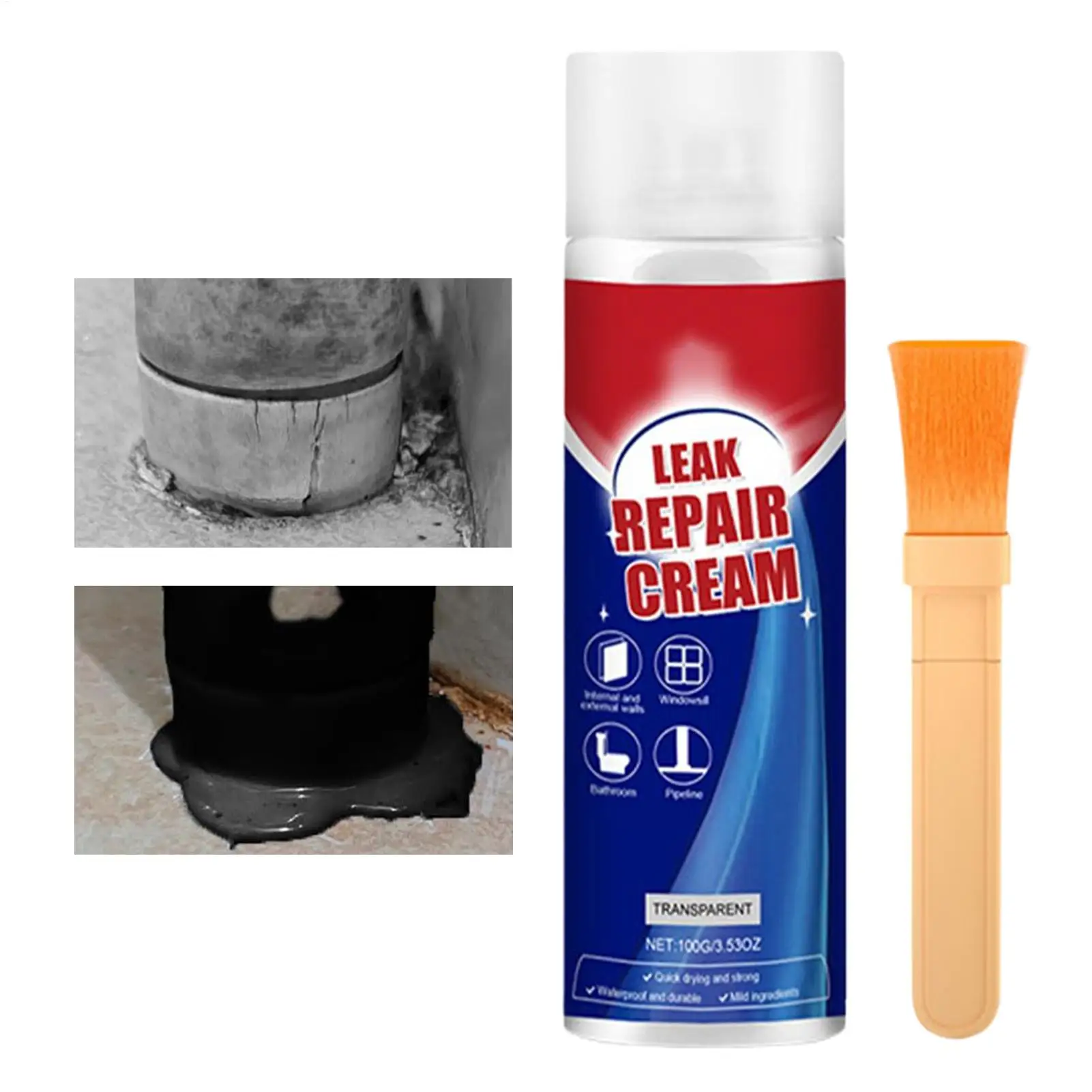 100g Transparent Waterproof Adhesive Heavy Duty Transparent Cream Basement Waterproof Coating Roof Sealant for Indoor Outdoor