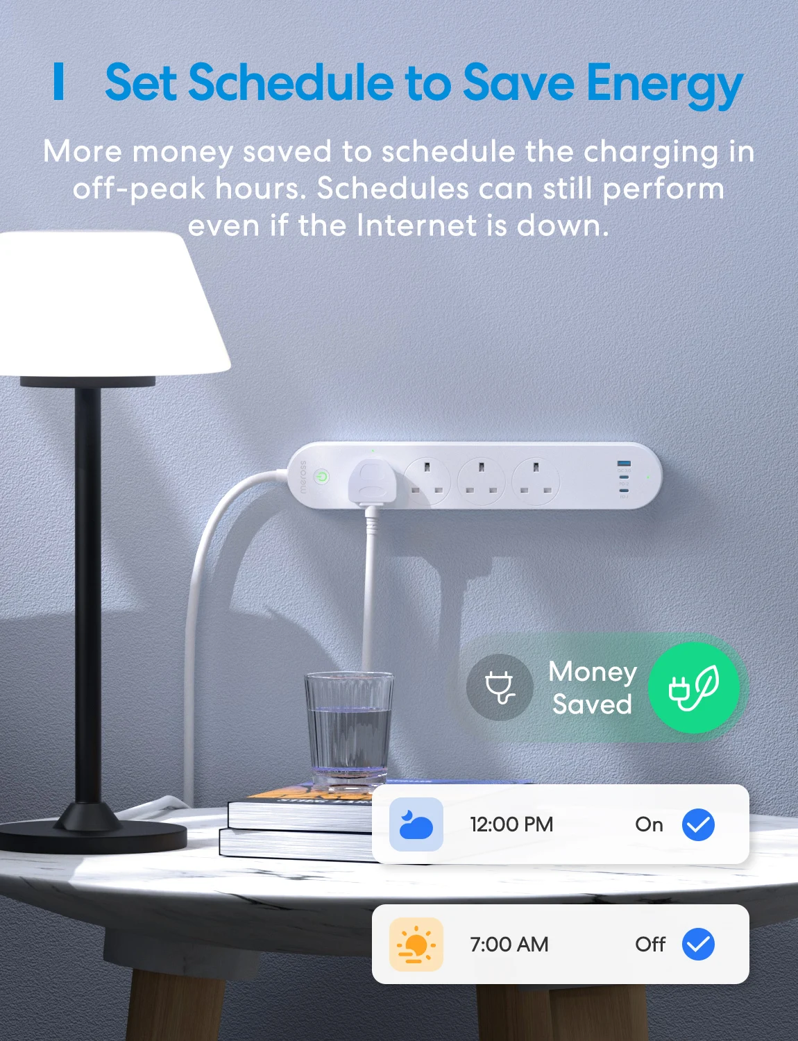 Универсальная вилка Meross Homekit Power Multi Tap, розетка для Великобритании, удлинитель с удлинителем 1,8 м, USB-порт, зарядная электрическая розетка