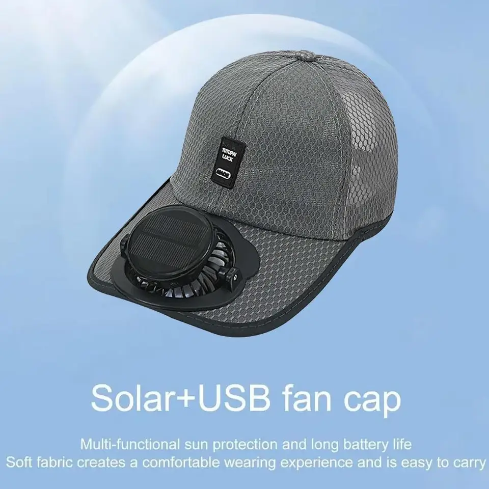 Breathable Sunhat with Solar Fan Sun Block Baseball Hat with Solar