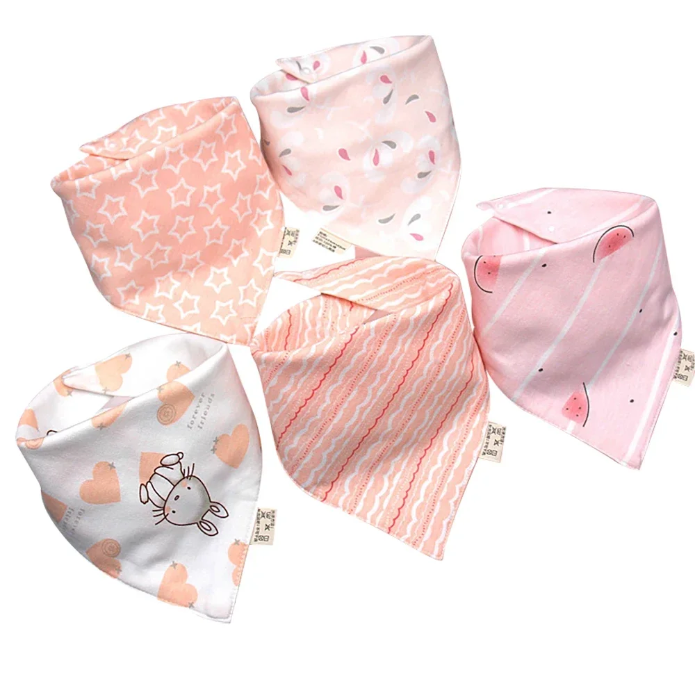 

5 Pcs Cartoon Triangle Cotton Bib Baby Bandana Bibs Scarf Burp Cloths Saliva for Newborn Infant Toddler For Boys Girls
