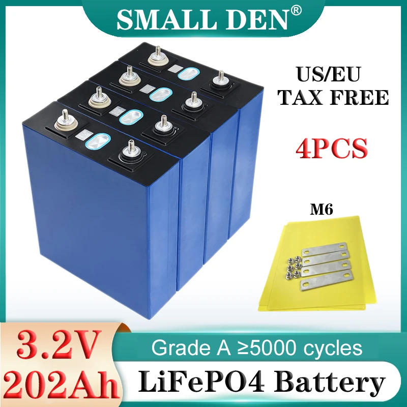 4pcs New 3.2V 200Ah 202Ah Lifepo4 battery 3C High power diy 12v 4S 24v Car motor Hovercraft RV golf cart Inverter Solar storage