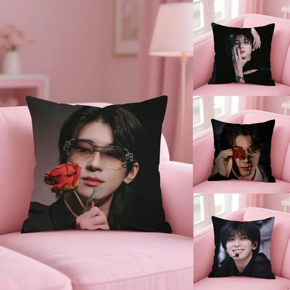 Kpop W-Wonwoo Cushion Cover Short Plush Double-Sided Printing Home Machine Washable in Warm Winter Pillow Case