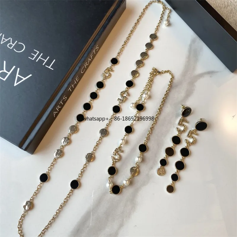 

Серьги-кольца Number 5 Catwalk New Black Enamel, короткое ожерелье-чокер, длинная цепочка для свитера