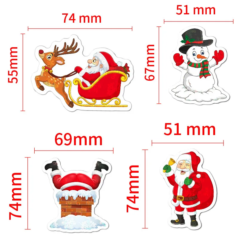 50/100Pcs Christmas Stickers Vinyl Waterproof Holiday Stickers Christmas Stickers for Kids Crafts Bottles Envelopes Gifts