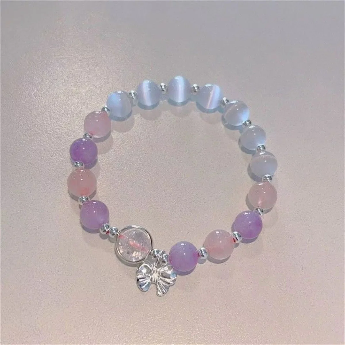 Fashion Niche Design Star Chain Tassel Bracelet for Women Fantasy Blue Crystal Beads Elastic Rope Bracelet Best Friend Jewelry