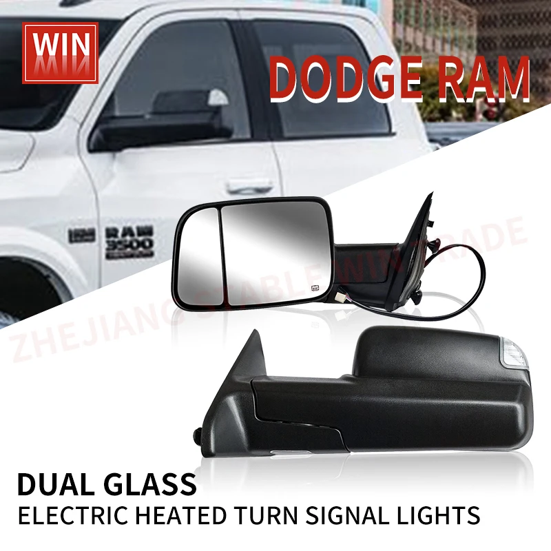 

For Dodge RAM 1500 2009-2018 2500 3500 2010-2018 Extendable Towing Mirrors Pair Fold Power Heated Turn Signal Light Side Mirrors