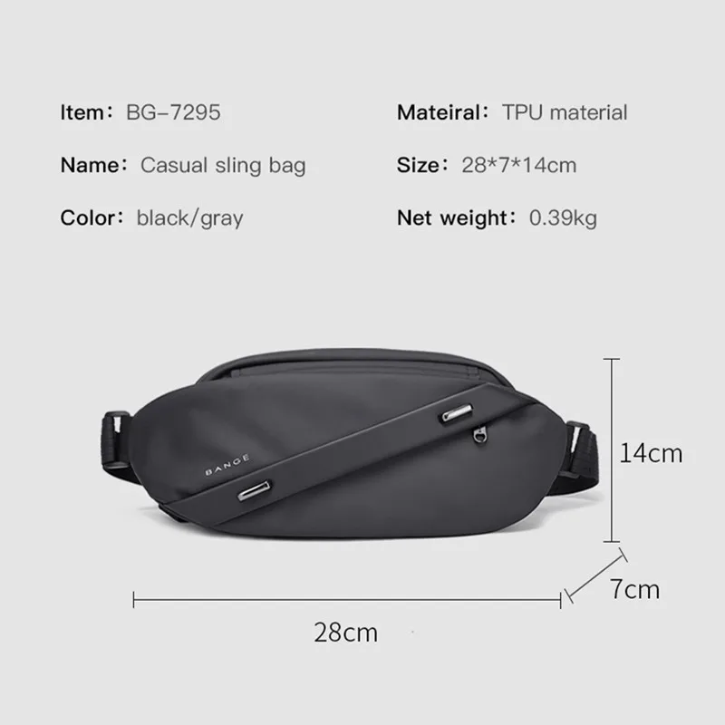 BANGE Big Capacity Waterproof Multifunction Crossbody Bag Men Shoulder Bag Male Sling Chest Bags For Waist Belt Matching