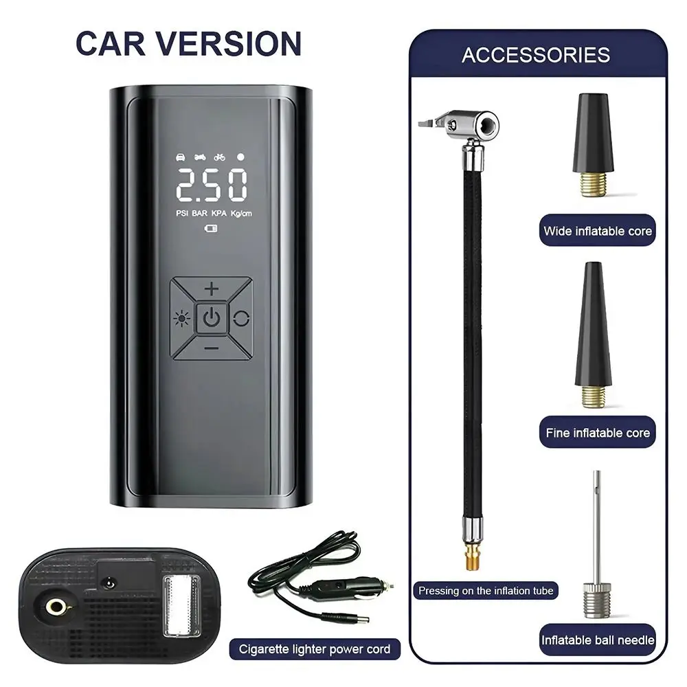 Cordless Car Tire Inflator 150PSI All Model Valve Car Automatic Air Compressor LCD Dual Screen Faster Inflation