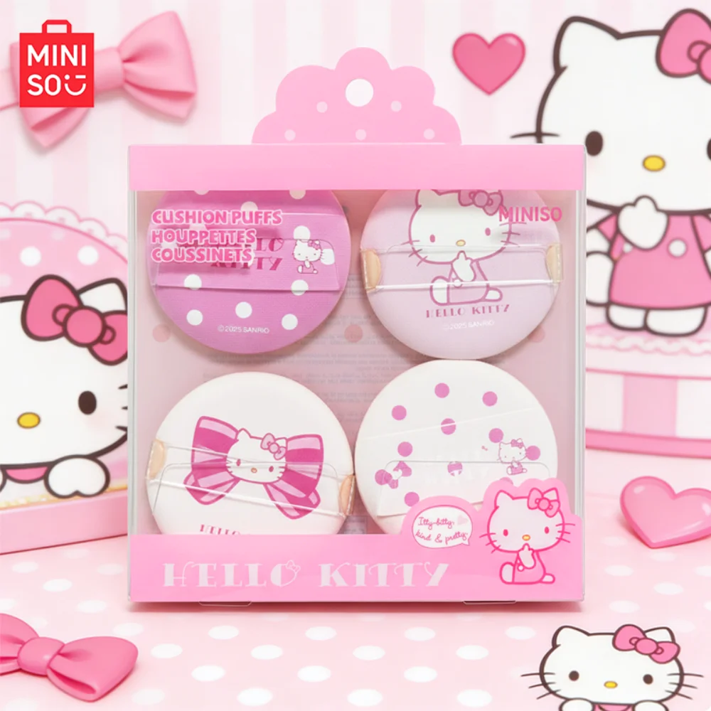 MINISO HelloKitty bouffée cosmétique en coton éponge Super douce coussin d'air bouffées de poudre fond de teint correcteur outils de maquillage sec et humide