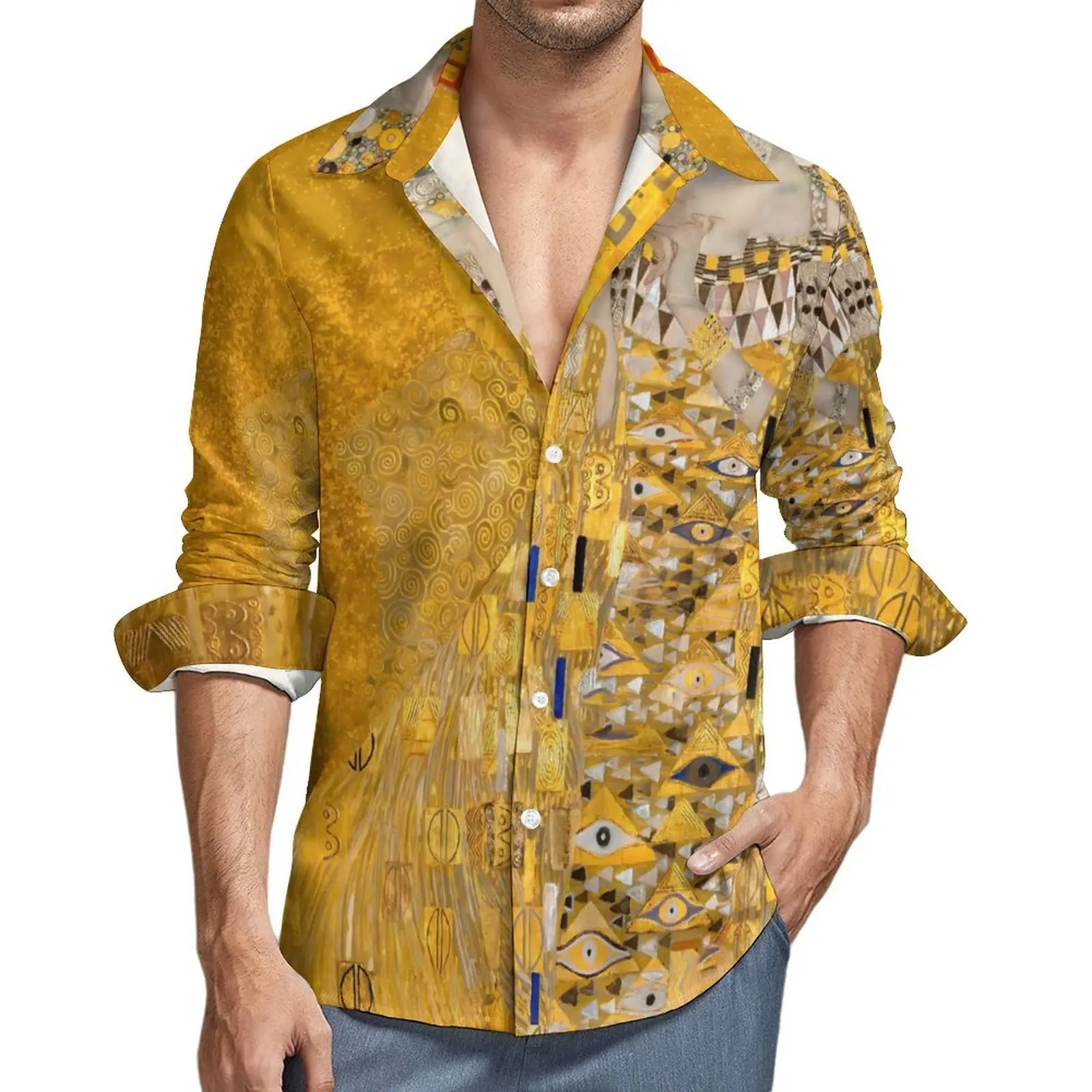 Men's New Natural Abstract Art 3D Printed Long-sleeved Sleeve Shirt Hawaii Beach Leisure Vacation Thin Breathable Beach Shirt Me