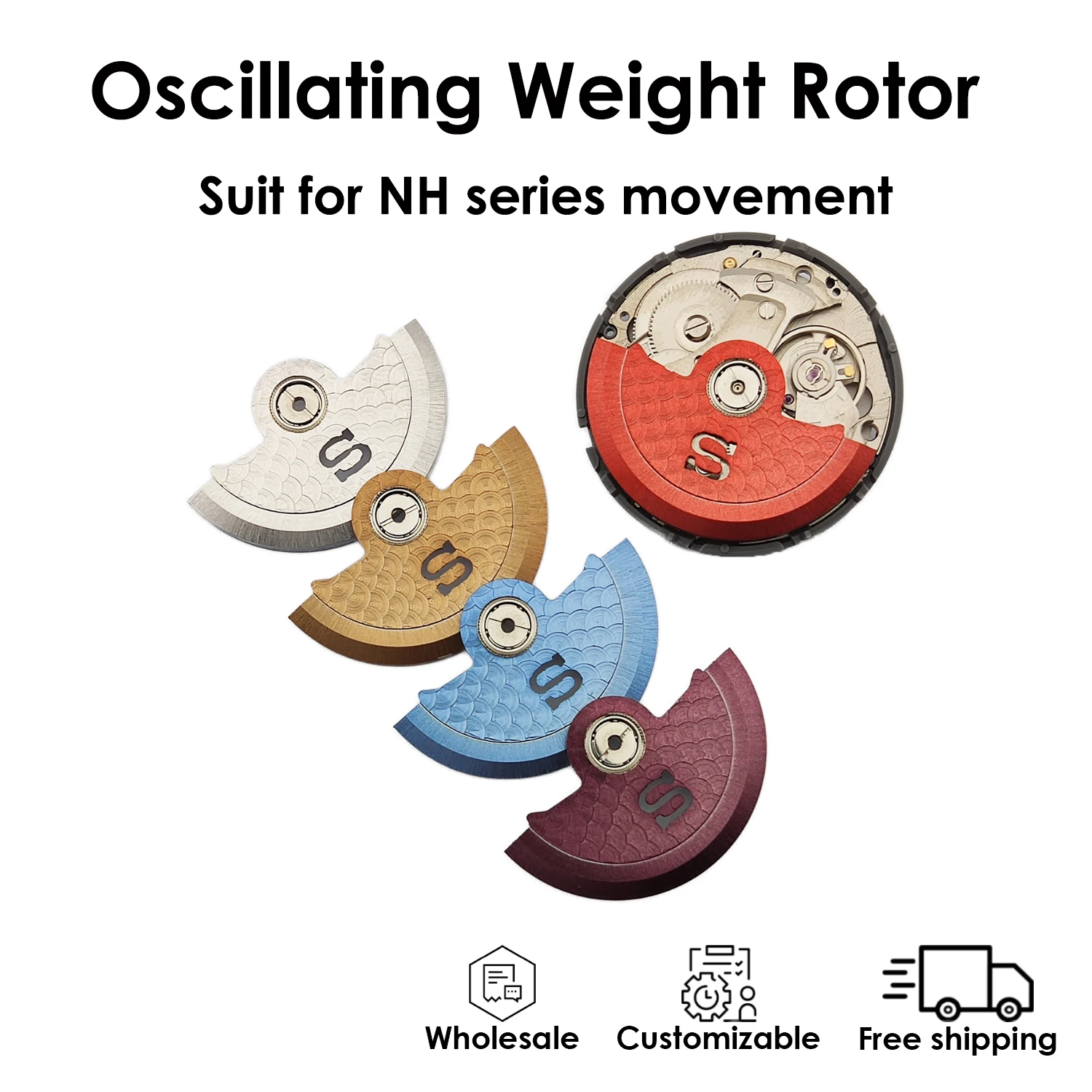 

Осциллирующий весовой ротор S, фигурка рыбьей чешуи, костюм для серии NH 4R35B 4R36A, автоматический механизм, ремонт, аксессуар, оптовая продажа