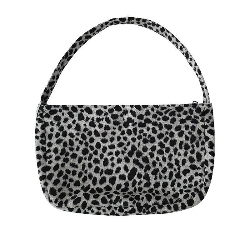 Bolsas de pelúcia estampa leopardo para mulheres, bolsas de ombro retrô, designer de luxo, bolsas axilas, bolsa feminina, bolsa mensageiro