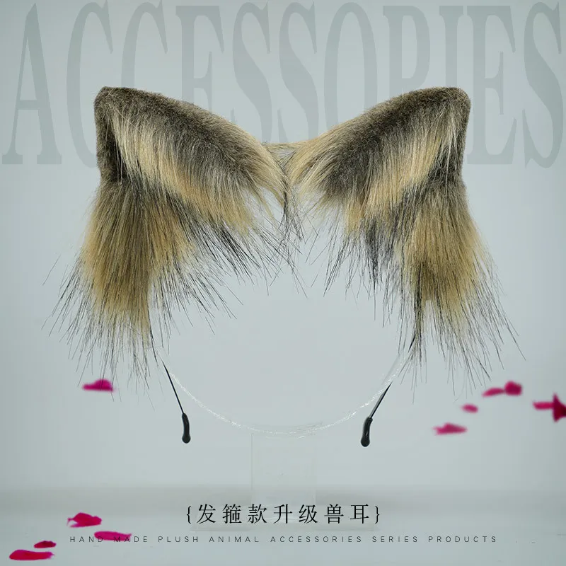 Cat ears cosplay cute plush animal headwear fox ear party halloween headband simulation animal ear wolf ear