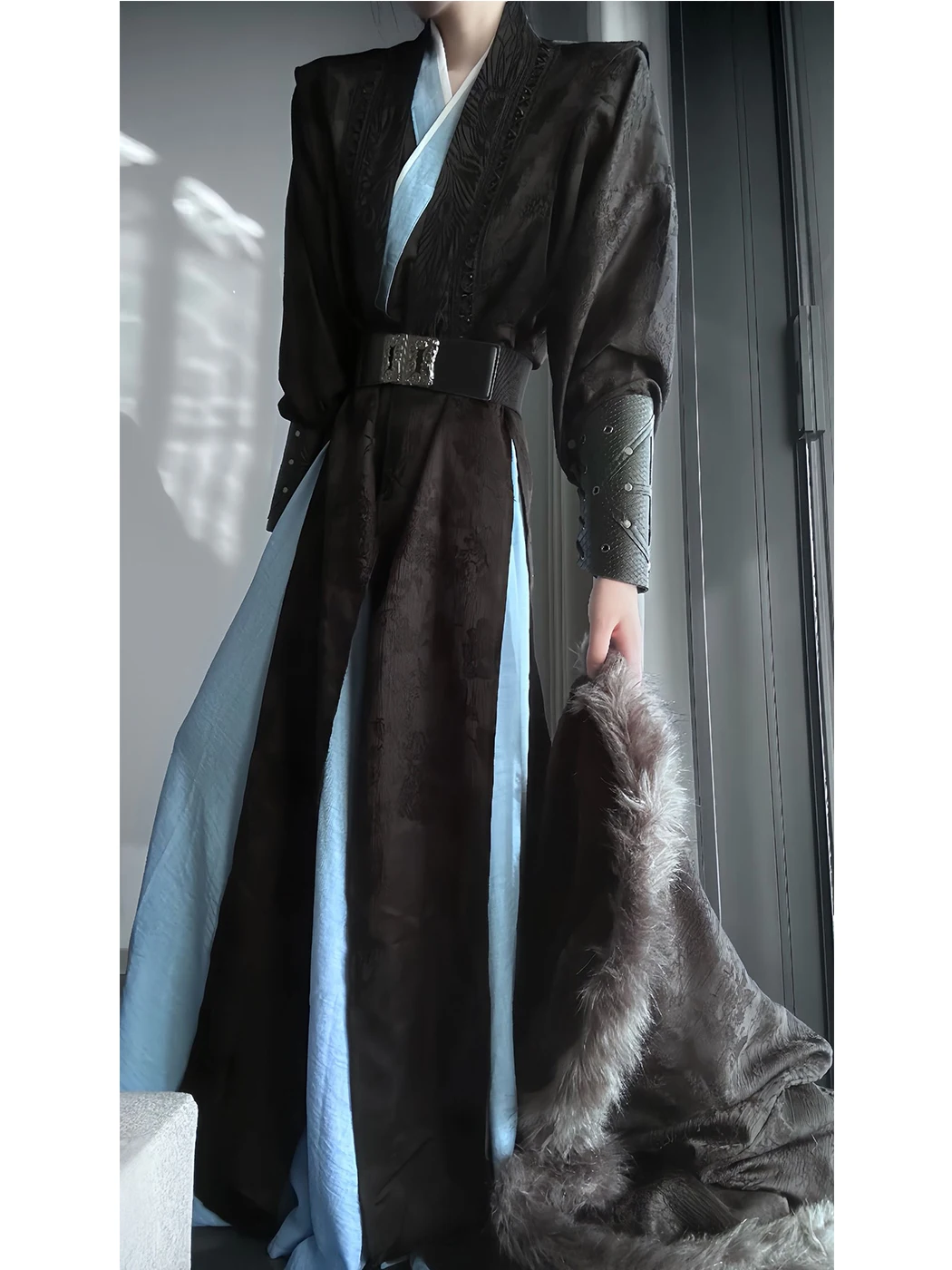 Black Martial Arts Cosplay Costume Unisex Traditional Hanfu Ancient Chinese Style Autumn Winter Fashionable Youthful Outfit