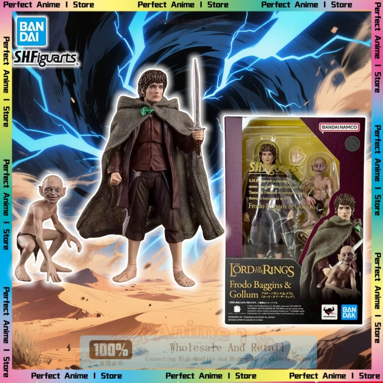 

Bandai SHF Lord of The Rings Rings Messenger Frodo Gollu Action Figure Gift Model Collection