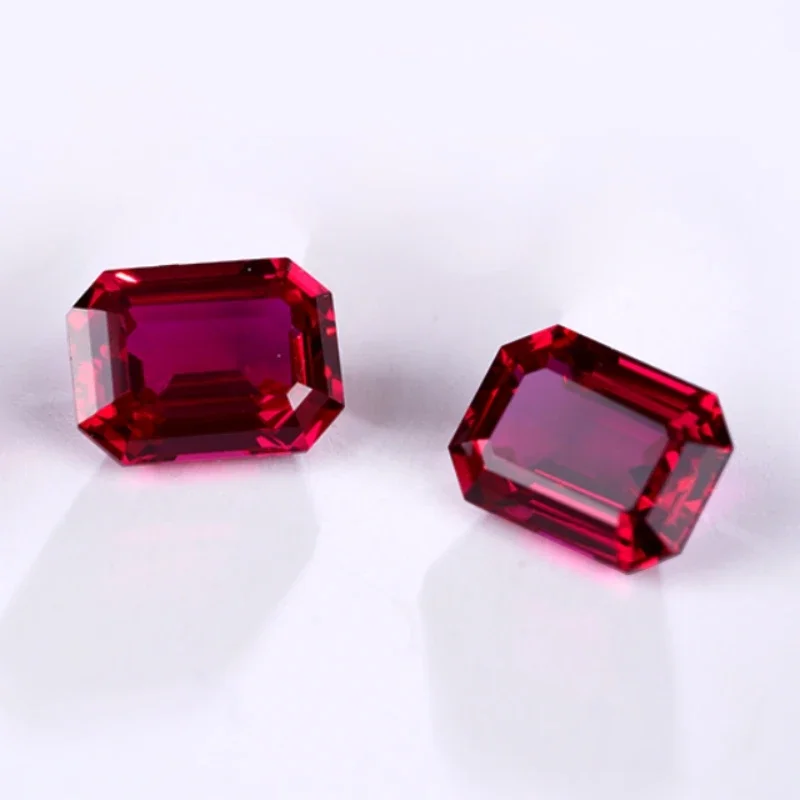 AbLab Grown Ruby Gemstone Pigeon Blood Red Emerald Cut High Quality Affordable Ideal for Jewelry Making Selectable Certificate