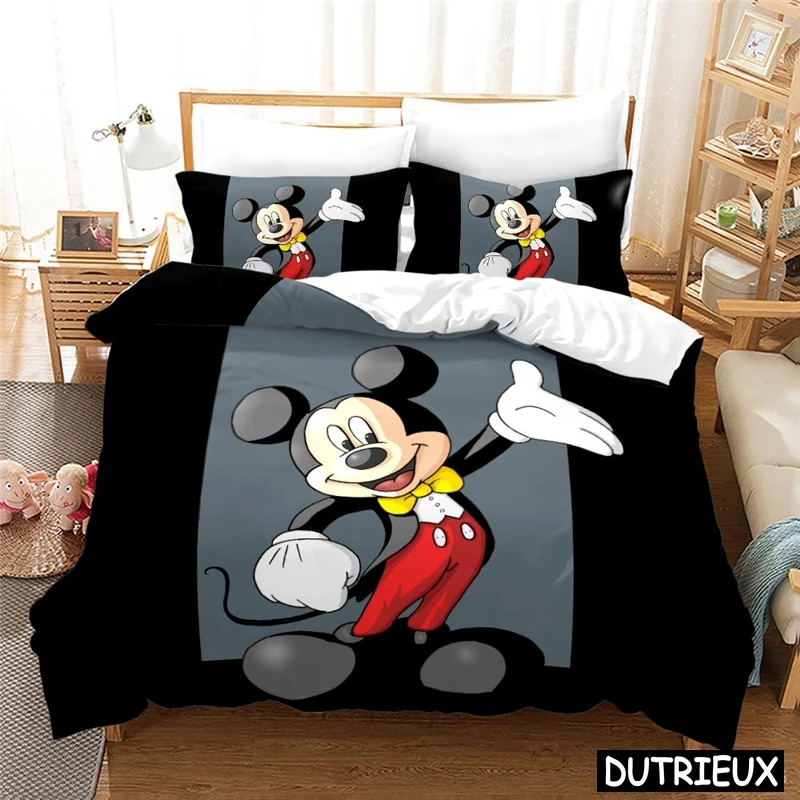 

Cute Cartoon Mickey Mouse 3d Bedding Set Queen King Size Duvet Cover Set Soft Quilt Cover & Pillowcase Set Bedclothes For Kids