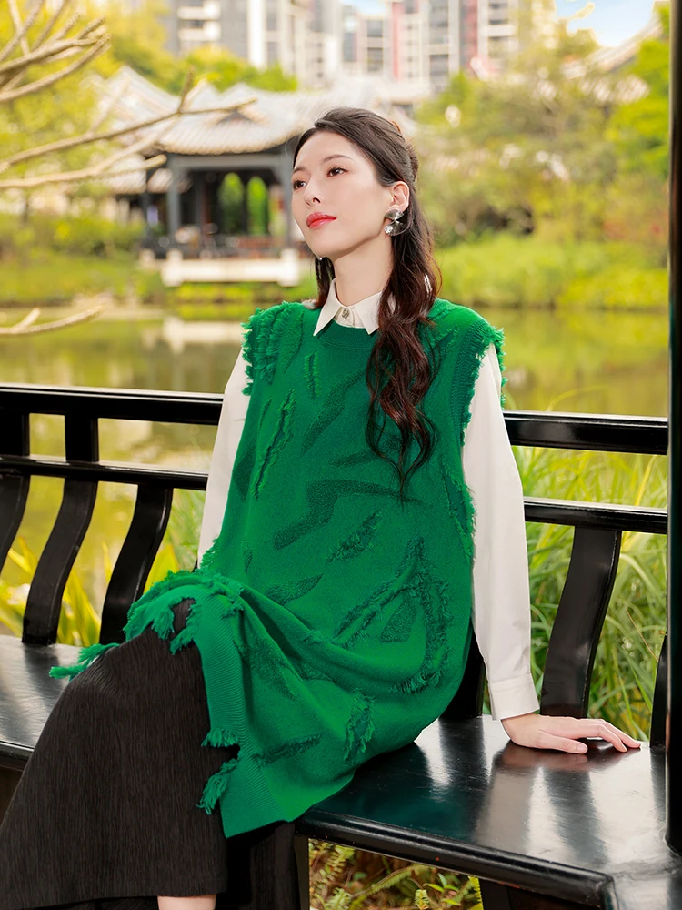 

Yang Li Flagip Store National Sle, новый китайский вязаный жилет с принтом Sle, женский летний свободный крой O...