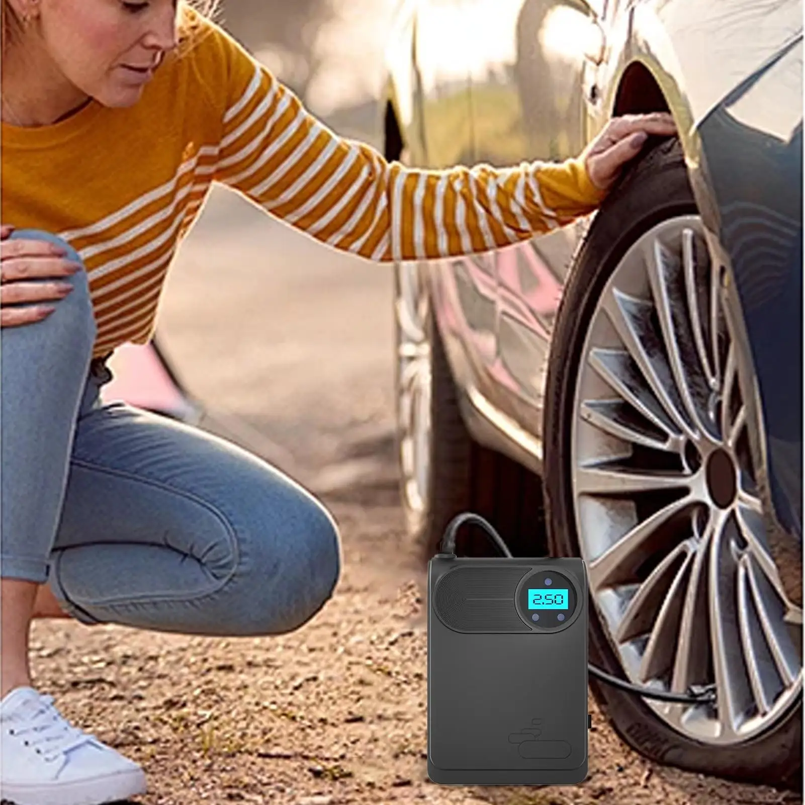 

Air Pump For Car Tires Portable Auto Shut Off Automotive Inflation Tool Smart Air Pump For Car Tires For Motorcycles Bikes