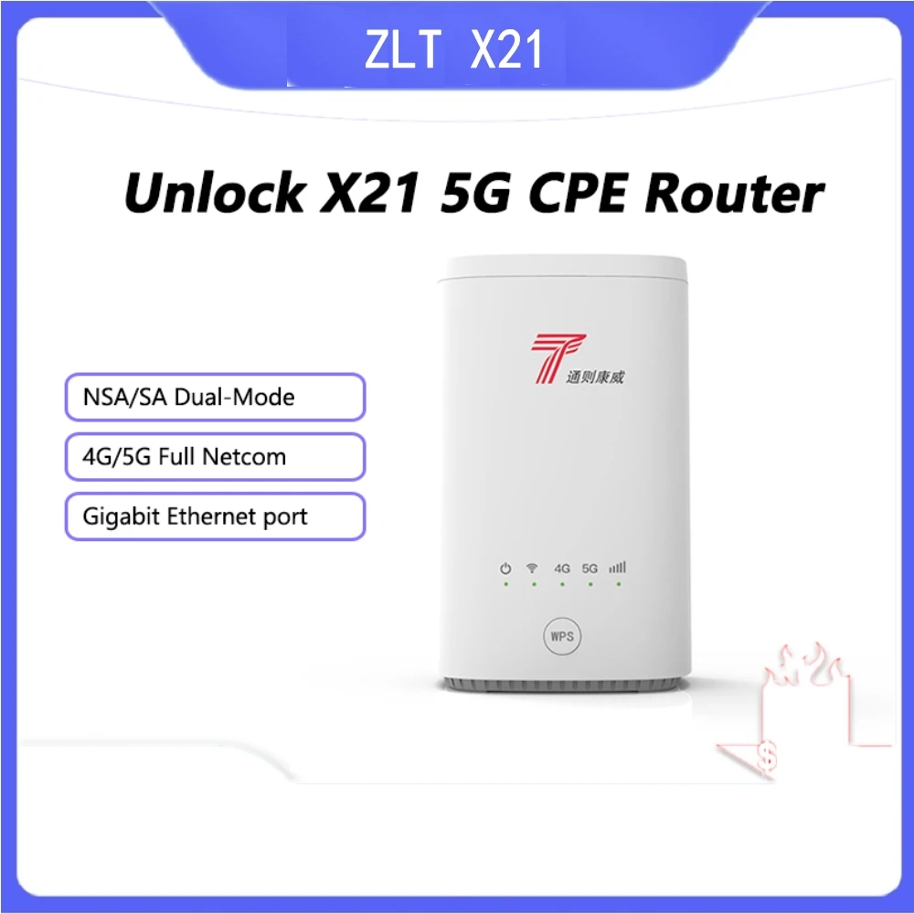 

NEW Original ZLT X21 5G CPE Indoor router Sub 6GHz NSA+SA mesh wifi wireless modem 5g router with sim card Gigabit router