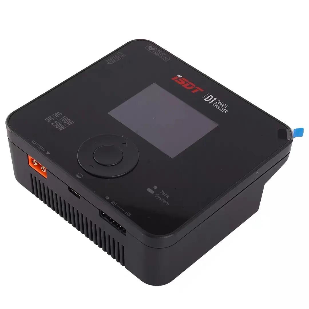 For ISDT D1 RC 100W AC/250W DC Dual Input Mode Digital Amateur Charger 1-6s Lithium Nickel Cadmium/lead-acid Battery Charger