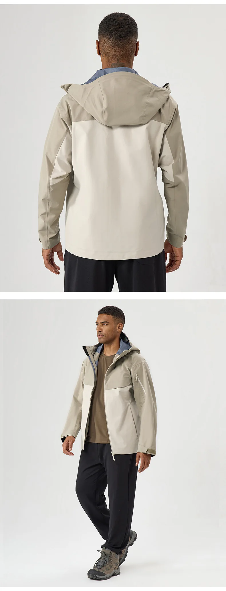 Herbst- und Winter-Hardshell-Windbreaker Winddichte Regenfeste Atmungsaktive Outdoor-Wander- und Bergsteiger-Skijacke mit Kapuze – Detail 29