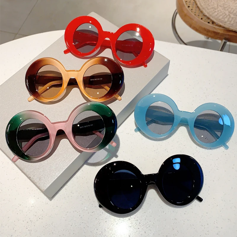 KAMMPT Vintage Round Sunglasses Women 2023 New Fashion Candy Color Outdoor Beach Shades Trendy Ins Brand Designer UV400 Eyewear